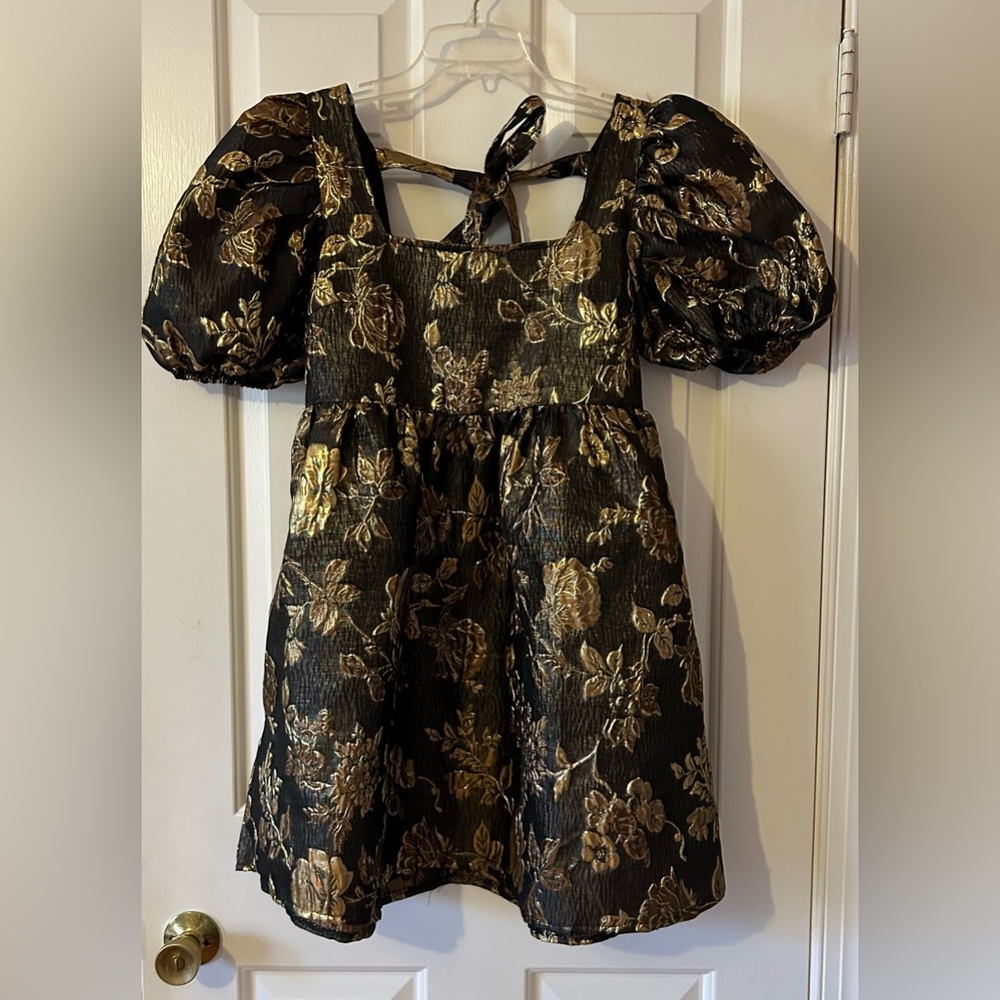 Sofie the Label Black Gold Floral Mini Dress